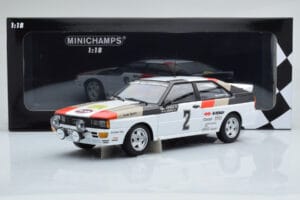 Audi Quattro Audi Sport #1 H. Mikkola / A. Hertz Winners International Swedish Rally 1981 Minichamps 1:18 155811102 Kovina – slika 6 od 6