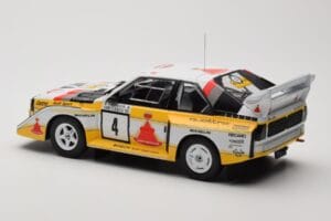 Audi Sport Quattro S1 E2 #4 S. Blomqvist / B. Cederberg Rally 1000 Lakes 1985 IXO 1:18 18RMC161A Kovina – slika 5 od 6