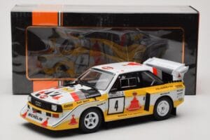 Audi Sport Quattro S1 E2 #4 S. Blomqvist / B. Cederberg Rally 1000 Lakes 1985 IXO 1:18 18RMC161A Kovina – slika 6 od 6