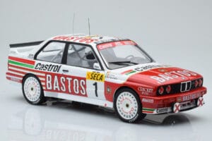 BMW M3 E30 Bastos #1 R. Ravaglia / E. Pirro / E. Van de Poele 24 Hours of Spa 1991 IXO 1:18 18RMC081A Kovina – slika 4 od 6
