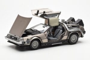 DeLorean DMC-12 Time Machine Back to the Future Srebrna Sun Star 1:18 2711 Kovina – slika 8 od 8