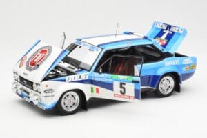 Fiat 131 Abarth #5 Team Fiat Works Rally Portugal 1980 Kyosho 1:18 08376A Kovina – slika 2 od 8