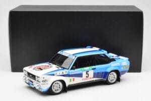 Fiat 131 Abarth #5 Team Fiat Works Rally Portugal 1980 Kyosho 1:18 08376A Kovina – slika 8 od 8
