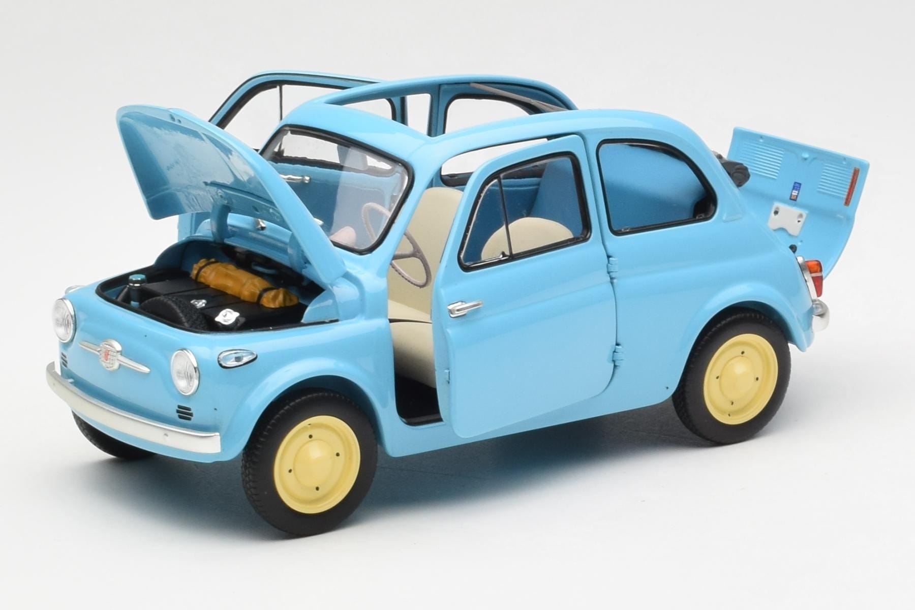 Fiat Nuova 500 Celeste Modra Kyosho 1:18 08966LB Kovina – slika 2 od 8