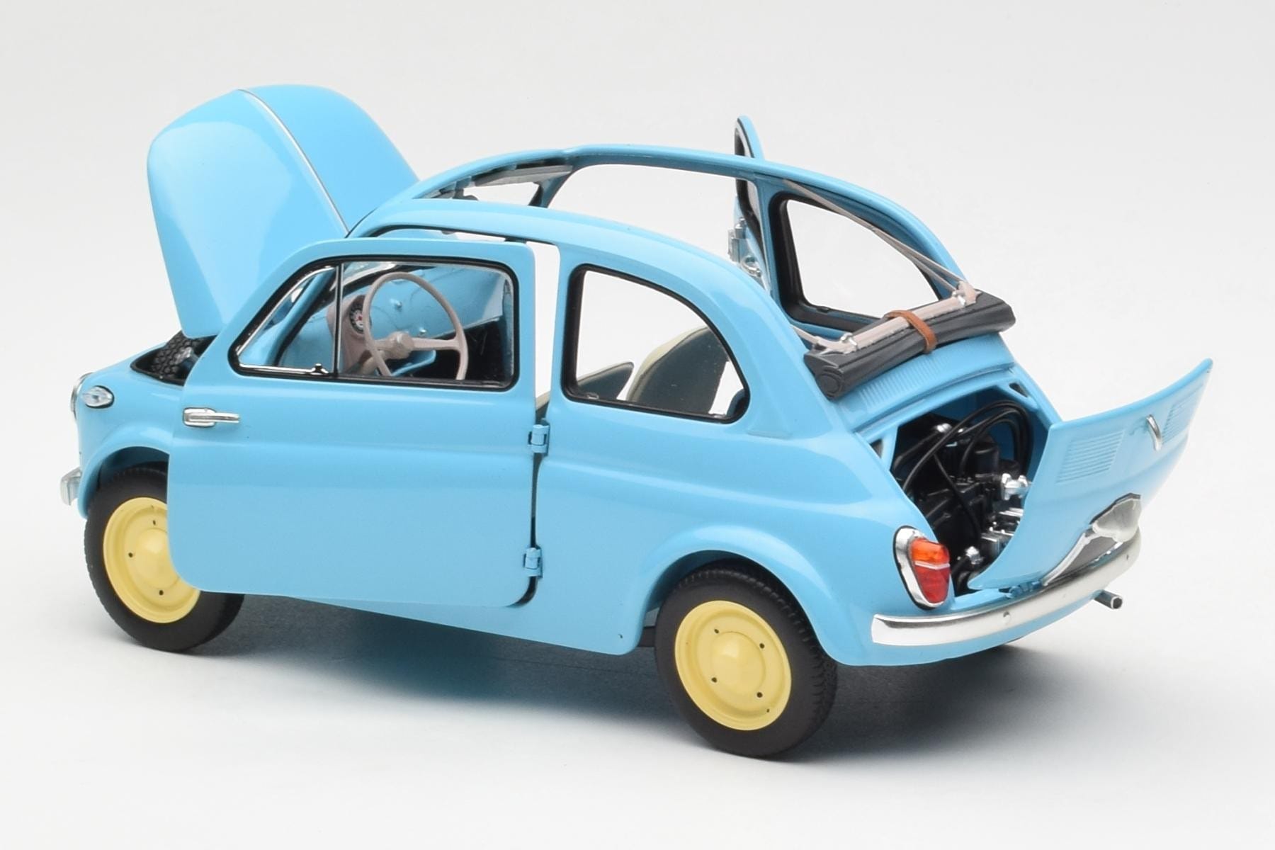 Fiat Nuova 500 Celeste Modra Kyosho 1:18 08966LB Kovina – slika 5 od 8