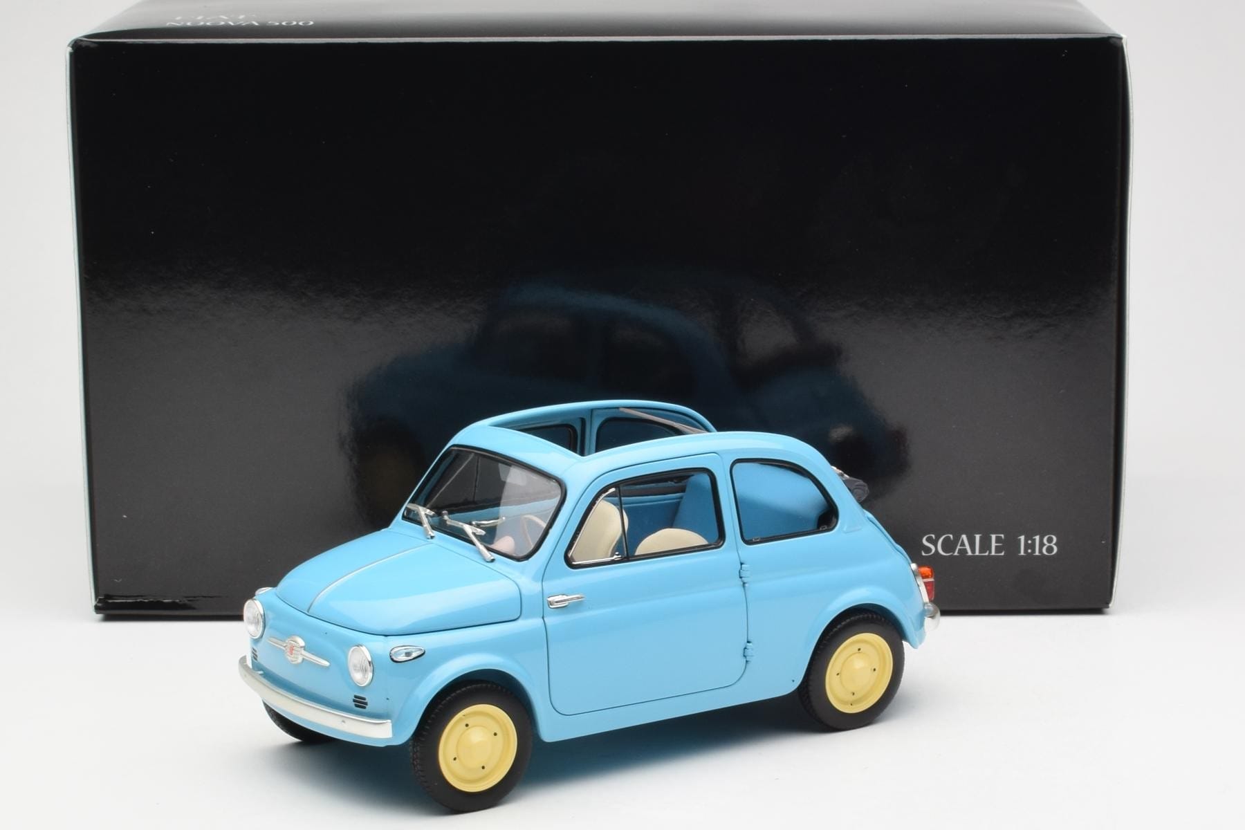 Fiat Nuova 500 Celeste Modra Kyosho 1:18 08966LB Kovina – slika 8 od 8