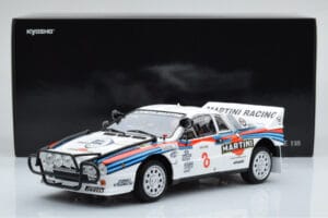 Lancia 037 Martini #8 A. Bettega / M. Perissinot Safari Rally 1985 Kyosho 1:18 08306J Kovina – slika 8 od 8