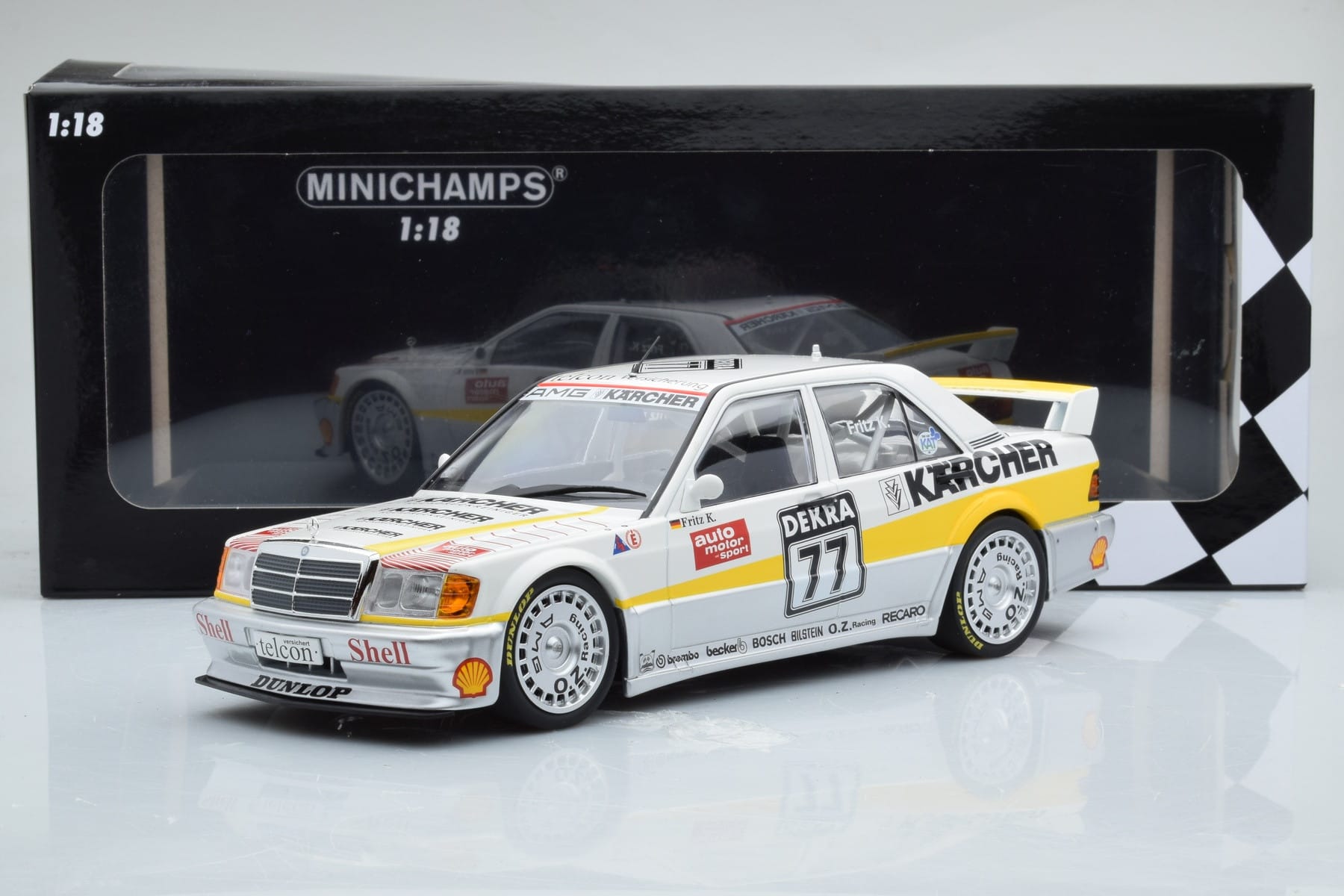Mercedes 190E 2.5-16 W201 EVO 1 Karcher #77 F. Kreutzpointer Team AMG-Mercedes DTM 1990 Minichamps 1:18 155903677 Kovina – slika 6 od 6