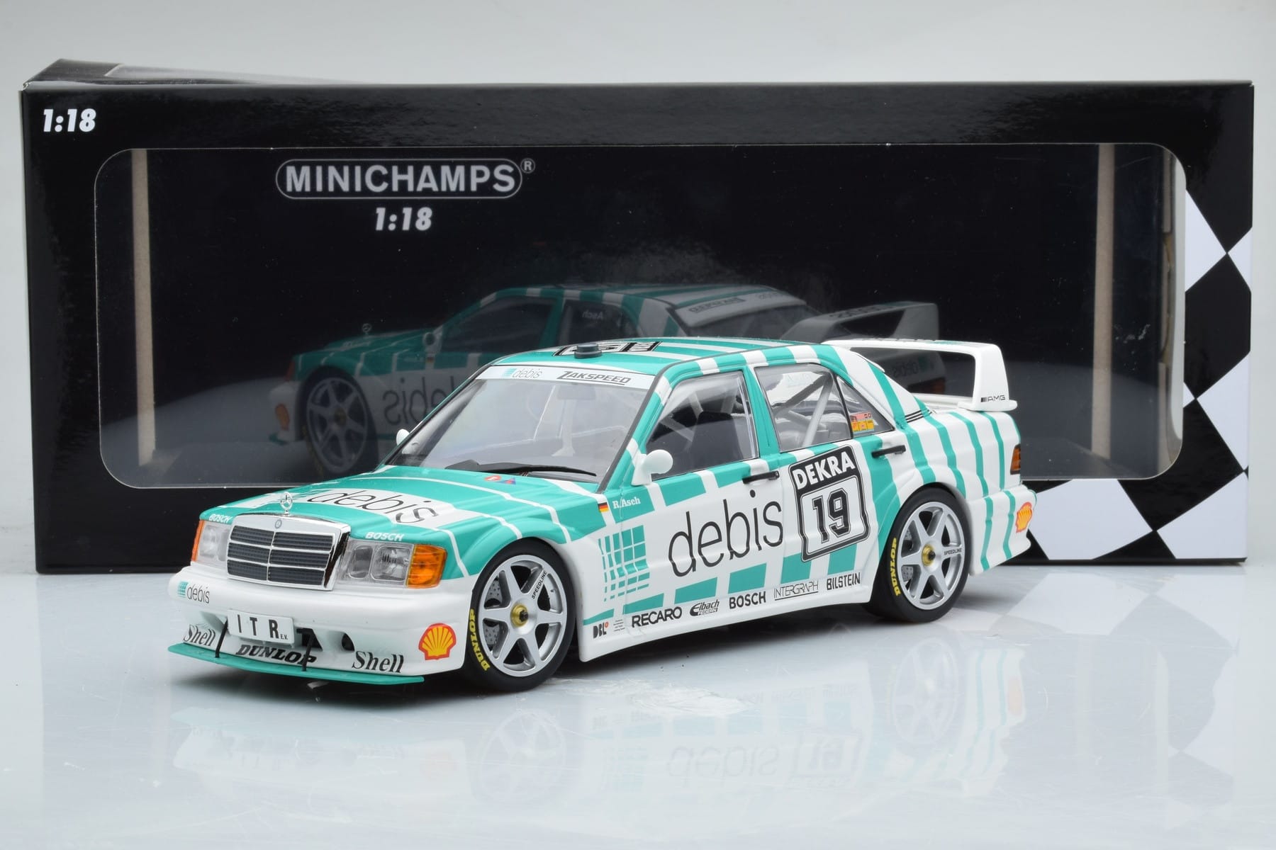 Mercedes 190E 2.5-16 W201 EVO 2 Debis #19 R. Asch Team Zackspeed DTM 1991 Minichamps 1:18 155913619 Kovina – slika 6 od 6