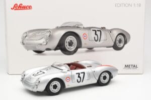 Porsche 550 RS Spyder #37 H. Polensky / R. von Frankenberg 24 Hours of Le Mans 1955 Schuco 1:18 450033400 Kovina – slika 8 od 8