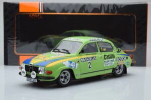 Saab 96 V4 #2 S. Blomqvist / H. Sylvan Rally Sweden 1976 IXO 1:18 18RMC085B Kovina – slika 6 od 6