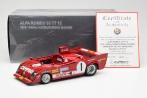 Alfa Romeo 33TT 12 #1 A. Merzario / J. Laffite 1000km Nurburgring Winner 1975 AUTOart 1:18 87505 Kovina – slika 8 od 8