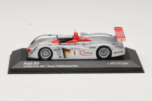 Audi R8 LMP #1 F. Biela / E. Pirro / T. Kristensen 24 Hours of Le Mans Winner 2001 Minichamps 1:43 400011201 Kovina