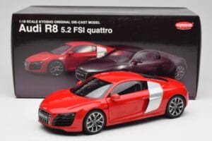 Audi R8 V10 Brilliant Rdeč Kyosho 1:18 09216RR Kovina – slika 8 od 8