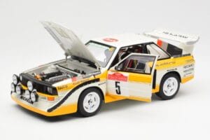 Audi Sport Quattro S1 #5 W. Rohrl / C. Geistdorfer Rally Sanremo Winner 1985 AUTOart 1:18 88503 Kompozit – slika 2 od 8