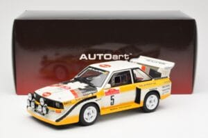 Audi Sport Quattro S1 #5 W. Rohrl / C. Geistdorfer Rally Sanremo Winner 1985 AUTOart 1:18 88503 Kompozit – slika 8 od 8