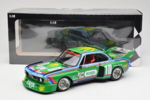 BMW 3.5 CSL E9 Schnitzer #10 D. Quester / R. Peterson 6 Hours Watkins Glen 1976 Minichamps 1:18 155762610 Kovina – slika 6 od 6