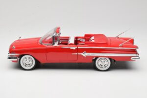 Chevrolet Impala Kabriolet Rdeč Welly 1:18 9864W Kovina – slika 4 od 8