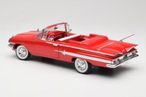 Chevrolet Impala Kabriolet Rdeč Welly 1:18 9864W Kovina – slika 7 od 8