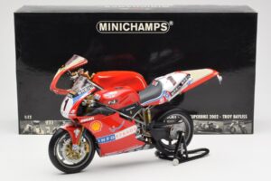 Ducati 998R WSB #1 T. Bayliss Ducati Infostrada 2002 Minichamps 1:12 122021201 Kovina – slika 6 od 6