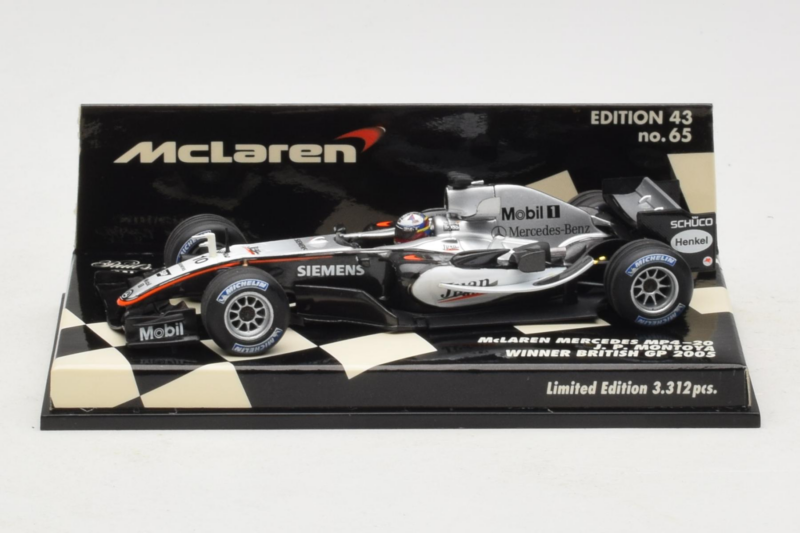 McLaren MP4-20 Mercedes #10 J.P. Montoya British GP Winner F1 2005 Minichamps 1:43 530054320 Kovina