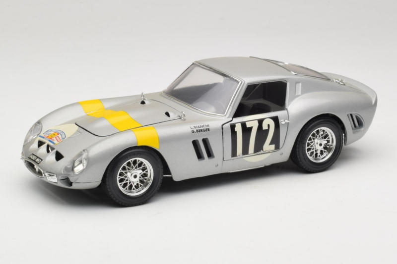 Ferrari 250 GTO #172 L. Bianchi / G. Berger Tour de France 1962 Srebrn Omejena Izdaja Bburago 1:18 3011-S1 Kovina