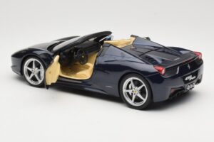 Ferrari 458 Italia Spider Dark Blue Metallic Hot Wheels 1:18 X5529 Kovina – slika 5 od 8