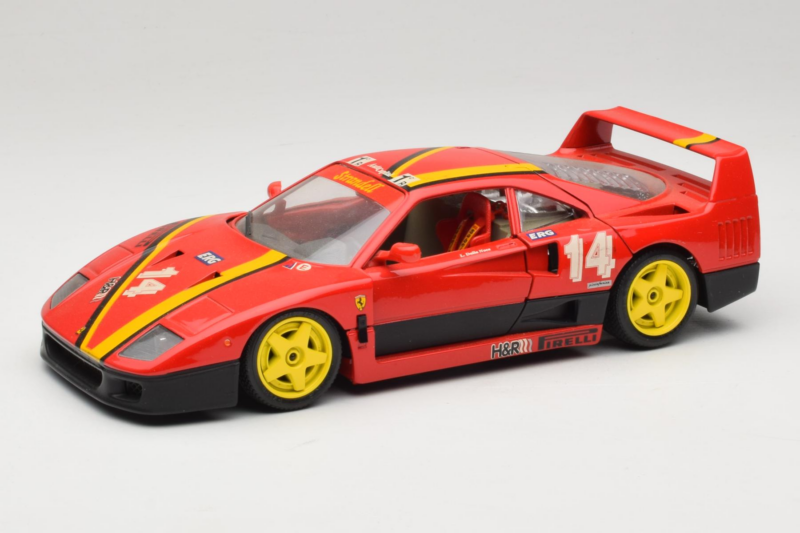 Ferrari F40 Evoluzione #14 L. Dalla Noce H&R Rdeč z Rumenimi Kolesi 1992 Bburago 1:18 3042-H1 Kovina