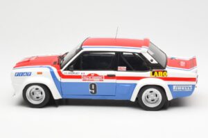 Fiat 131 Abarth Fiat France #9 J-C. Andruet / C. Delferrier Winner Rally Sanremo 1977 Kyosho 1:18 08375A Kovina – slika 4 od 8