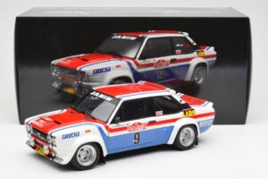 Fiat 131 Abarth Fiat France #9 J-C. Andruet / C. Delferrier Winner Rally Sanremo 1977 Kyosho 1:18 08375A Kovina – slika 8 od 8