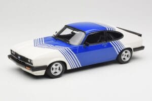 Ford Capri Mk2 3.0 Bel z Modrimi Črtami Minichamps 1:18 155788600 Kovina