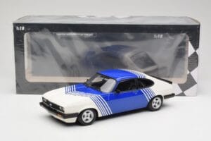 Ford Capri Mk2 3.0 Bel z Modrimi Črtami Minichamps 1:18 155788600 Kovina – slika 6 od 6