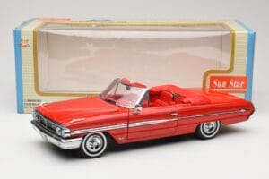 Ford Galaxie 500 Kabriolet Rdeč Sun Star 1:18 1420 Kovina – slika 8 od 8