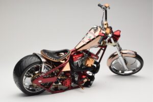 Harley-Davidson West Coast Choppers Diablo Soft Tail Zlata Rdeča Minichamps 1:5 JJ04-05-03 Kovina – slika 2 od 6