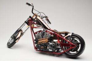 Harley-Davidson West Coast Choppers Diablo Soft Tail Zlata Rdeča Minichamps 1:5 JJ04-05-03 Kovina – slika 4 od 6