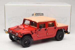 Hummer H1 Soft Top Rdeč Exoto 1:18 01805 Kovina – slika 8 od 8