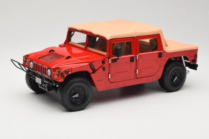 Hummer H1 Soft Top Rdeč Exoto 1:18 01805 Kovina