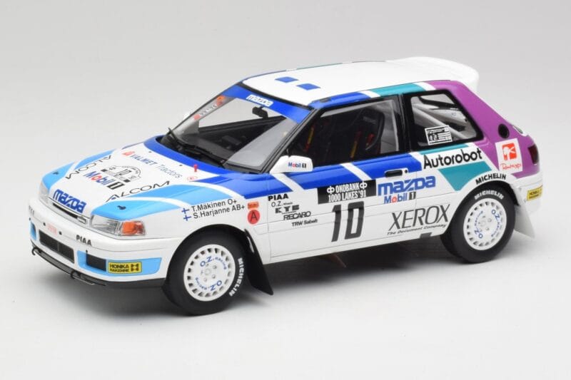 Mazda 323 GTX #10 T. Makinen / S. Harjanne 1000 Lakes Rally 1991 Otto 1:18 OT1099 Smola
