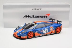 McLaren F1 GTR Gulf Racing #33 S. Bellm / A. Weaver / J. Lehto 24 Hours of Le Mans 1996 Minichamps 1:18 530133633 Kovina – slika 8 od 8