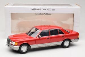 Mercedes 560 SEL W126 Rdeč Norev 1:18 183463 Kovina – slika 8 od 8