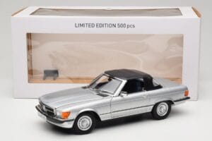 Mercedes R107 380 SL Srebrna Norev 1:18 183725 Kovina – slika 8 od 8