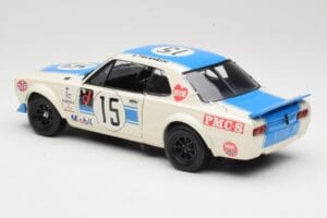 Nissan Skyline 2000GT-R KPGC10 #15 K. Takahashi Nissan Works JTCC 1972 Kyosho 1:18 08122B Kovina – slika 7 od 8