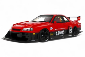Nissan Skyline ER34 LB Super Silhouette Active Red GT Spirit 1:18 GT570 Smola