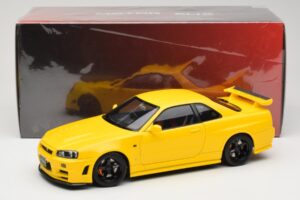 Nissan Skyline GT-R R34 Customized Version Rumena MotorHelix 1:18 M83412 Kovina – slika 8 od 8
