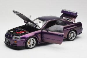 Nissan Skyline GT-R R34 V-Spec Midnight Vijolična AUTOart 1:18 77305 Kovina – slika 2 od 8