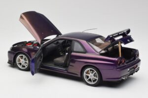 Nissan Skyline GT-R R34 V-Spec Midnight Vijolična AUTOart 1:18 77305 Kovina – slika 5 od 8