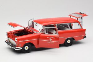 Opel Rekord P1 Caravan Feuerwehr Neuenkirchen Minichamps 1:18 180043291 Kovina – slika 2 od 8