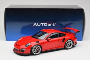 Porsche 911 991 GT3 RS Guards Rdeč Srebrna Platišča AUTOart 1:18 78165 Kovina – slika 8 od 8