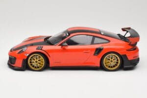 Porsche 911 991.2 GT2 RS Oranžen Weissach Package Zlata Platišča Minichamps 1:18 155068305 Kovina – slika 3 od 6