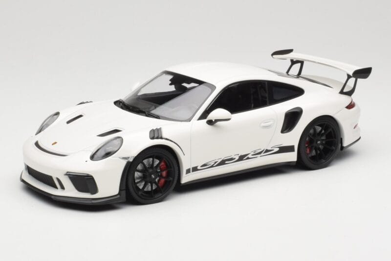 Porsche 911 991.2 GT3 RS Bel s Črnimi Platišči Minichamps 1:18 155068224 Kovina